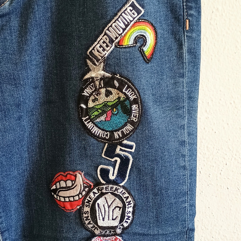 Vintage SP Black Label Size 30 Womens Skinny Denim Jeans W/ Patches - Picture 5 of 12